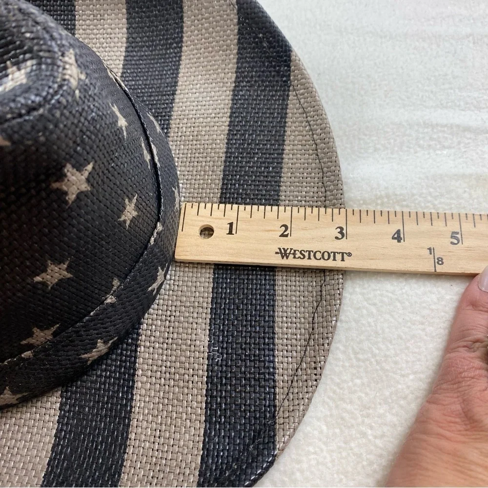 USA Flag Design Cowboy Hat‎ Khaki and Dark Gray Stripes and Stars One Size